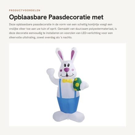 Dailygoods - Opblaasbare Paasdecoratie met LED-verlichting voor Buiten
