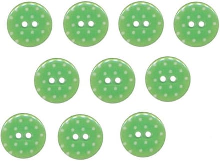 Knoop - Kunststof - Stippen - Groen met witte stippen - 25 mm - 10 stuks