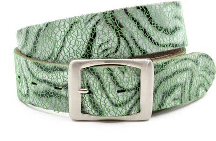 Dames riem groen - Leren jeans riem 4cm - Crackle leer - Leer - Jeans riem - Casual - Maat 80
