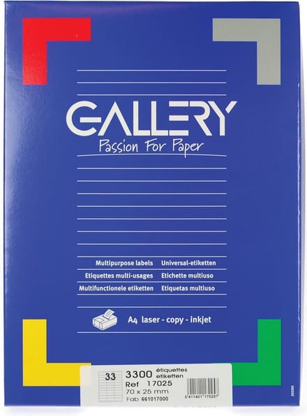 A zelfklevende etiketten 70x25.4mm wit, 3300 etiketten