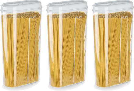 Plasticforte Voedselcontainer strooibus - 3x - wit - 2350 ml - kunststof - voorraadpotten
