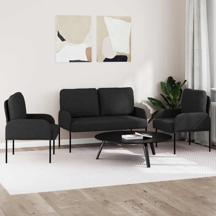 vidaXL - Sofa-Sets - 3 - st - Zwart - 115 - x - 56 - x - 80 - cm - Multiplex