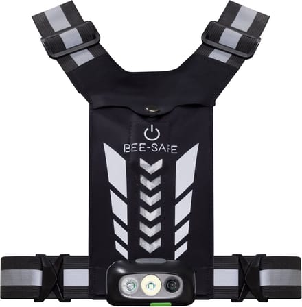 Led Harness - USB Phone pocket Glow - Bee Safe - Silver - Hardloop verlichting - Handig je telefoon meenemen