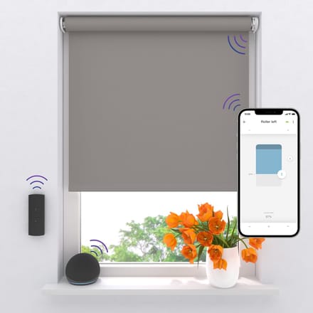 DTCH® Elektrisch Rolgordijn Verduisterend - Easy Texture - Light Grey - 80 x 190 cm - Motionblinds CMD-02-P