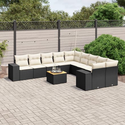 vidaXL - Patio - Sofa - Set - 10-zits - Black - and - Cream