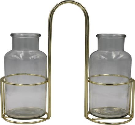 HV Twin Vases in Metal Holder Gold