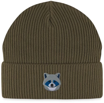 Geborduurde Wasbeer Kop Uniseks Bio Fisherman Beanie