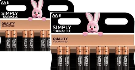16 Stuks (4 Blisters a 4 st) Duracell AA SIMPLY Batterijen