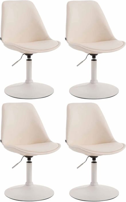 CLP Maverick Set van 4 Eetkamerstoelen - Kunstleer creme wit