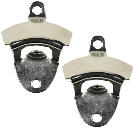 Flessenopener muur - 2x - RVS - 8,5 x 5,5 cm - kroonkrukflessen opener