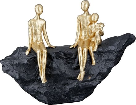 sculptuur gezin - polystone - 6x24x17 - goud zwart