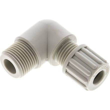 8x6mm & G3/8'' PP L-Vorm Knelfitting Buitendraad 10bar