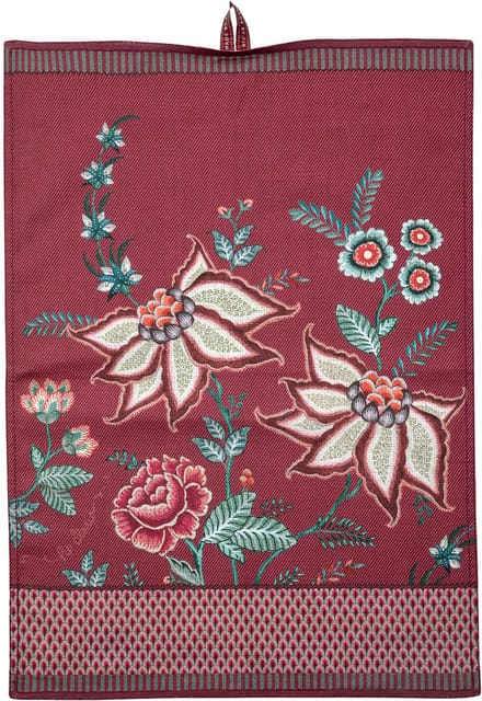 Pip Studio Theedoek - Flower Festival - donkerroze - topkwaliteit