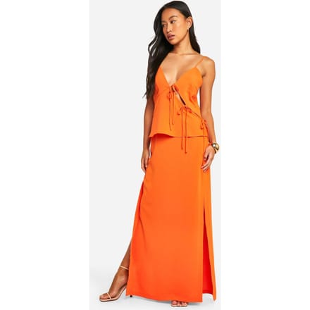boohoo Dames Side Split Maxi Skirt | Oranje | Maat: 34