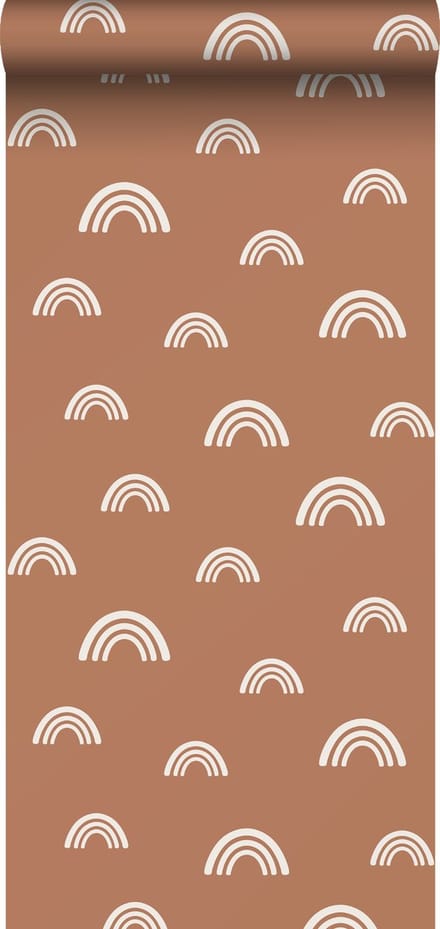 ESTAhome behang regenboogjes terracotta en wit - 53 cm x 10.05 m - 139383