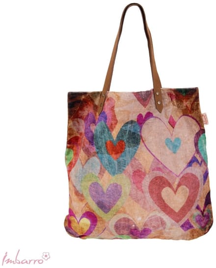 Imbarro - Shopper - Strandtas - Tas - Velours - Hartjes - 50 x 50 cm