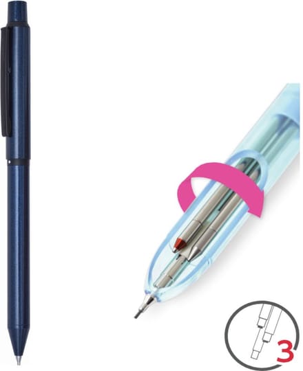 Penac Multisync 207 multipen - Blauw - 0.7mm Rode & Blauwe inkt - 0.5mm Vulpotlood