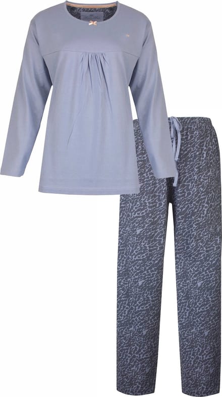 Medaillon Dames Pyjama - Lange Mouwen - Ronde Hals - Grijs - Maat M