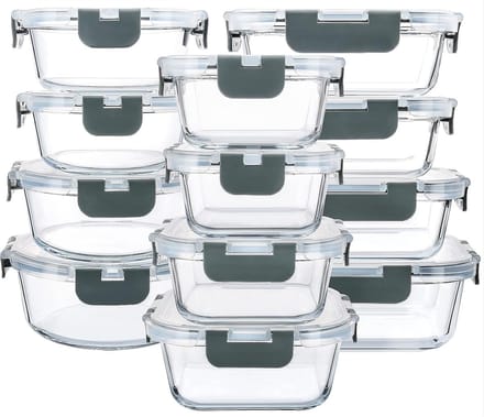 Famanu - Opbergdozen van glas, 12 stuks