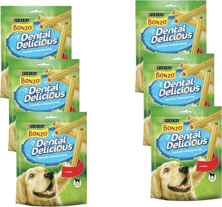 6x Bonzo (Friskies) Dental Delicious Beef - Hondensnack - 200g