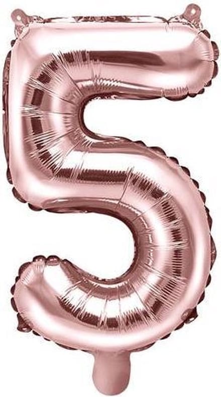 PARTYDECO - Kleine roségouden aluminium cijfer ballon