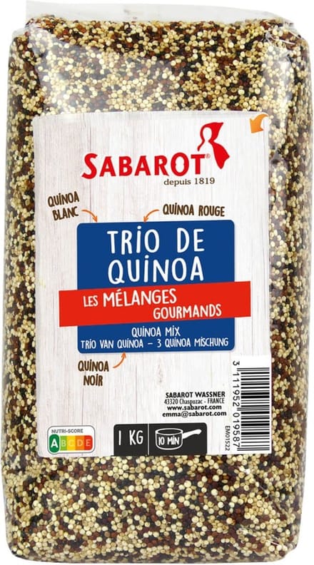 Sabarot Quinoa wit, rood, zwart - Zak 1 kilogram