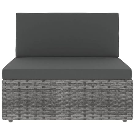 vidaXL - 5-delige - Loungeset - met - kussens - poly - rattan - grijs