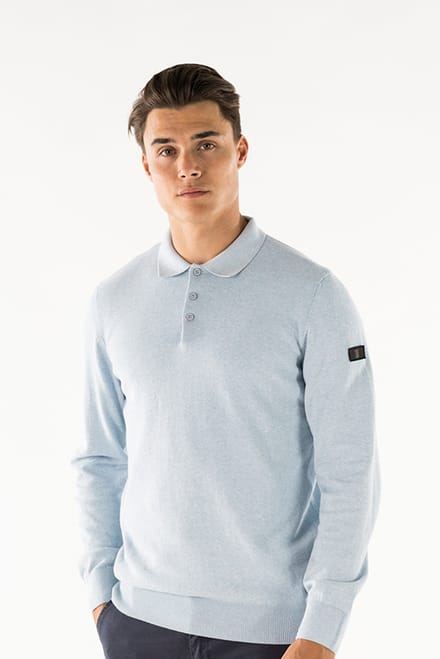 Presly & Sun Trui Brad Long Sleeve Knitted Polo Blauw