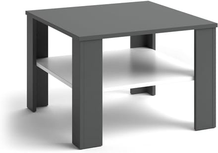 Moderne Salontafel Antraciet Wit Vierkant met Opbergplank 60x60 cm