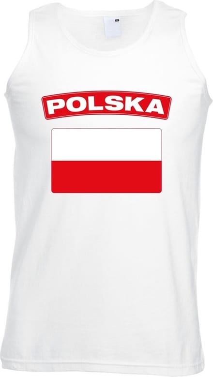 Polen singlet shirt/ tanktop met Poolse vlag wit heren M