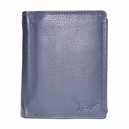 Donkerblauwe Euro Portemonnee Leer - Compact Leren Portemonnee Donkerblauw