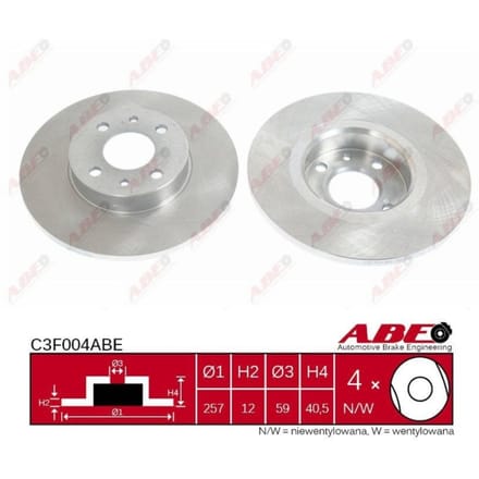 Remschijf ABE C3F004 voorkant, compleet, 1 Stuk