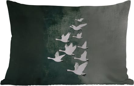 Buitenkussens - Vogel - Japandi - Groen - 60x40 cm - Weerbestendig