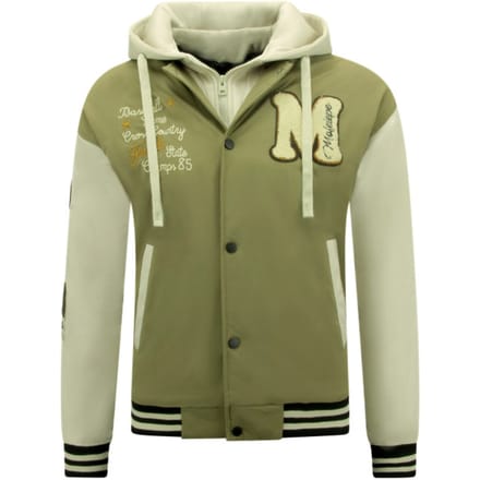 Oversized Baseball Jas Classic met Capuchon -8632- Groen
