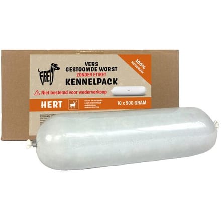 Freds gestoomd vers vlees worst kennelpack hert graan en glutenvrij - 10x900 gr