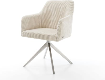 Gestoffeerde-stoel Greg-Flex kruisframe breed roestvrij staal koord beige pocketveer kern