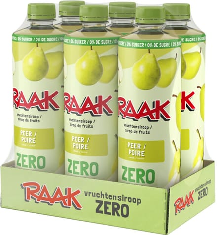 Raak Vruchtensiroop Zero Peer - 2 x 6 x 750 ml - Voordeelverpakking