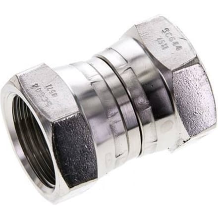 Rechte Verloopnippel G1'' Binnendraad Hoge Druk RVS  60° Conus  150bar Hydrauliek