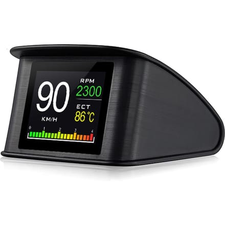 Smart HUD-display, 2,2 inch digitale OBDII snelheidsmeter auto head-up display met snelheidsweergave, zwart