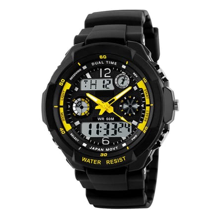 Kinderhorloge - Analoog Digitaal – Chronograaf - Shockproof – Geel