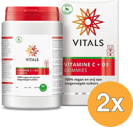 2x Vitals Vitamine C + D3 gummies (60 stuks)