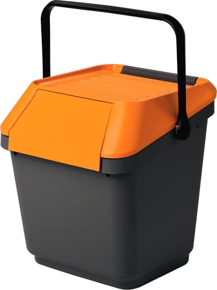 EasyMax afvalemmer 35 liter grijs/oranje - stapelbaar