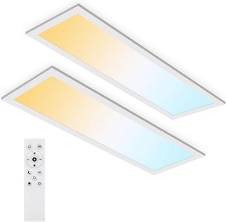 Oraymin 2 stuks LED Plafondlamp 58x20 Wit - Modern - Dimbaar - Afstandsbediening - Keuken