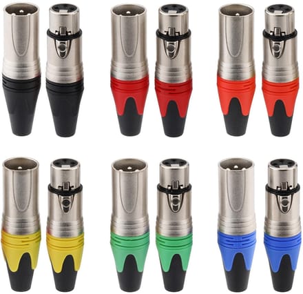 Allecto - XLR Connectors - Professionele Geluidsverbindingen - 3 Pin Microfoon Pluggen - Kleurcoded - Audio Connector - Geschikt voor Microfoons - ...