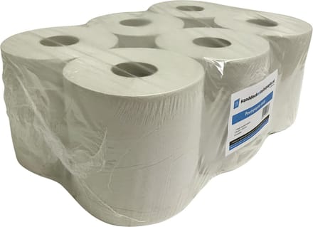 Midi rol 1-laags recycled natuurwit 6 x 270 meter met koker