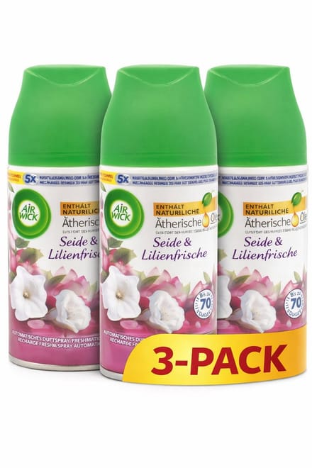 Air Wick FreshMatic 3-pack Navulling – Seide & Lilienfrische – 3x250 ml