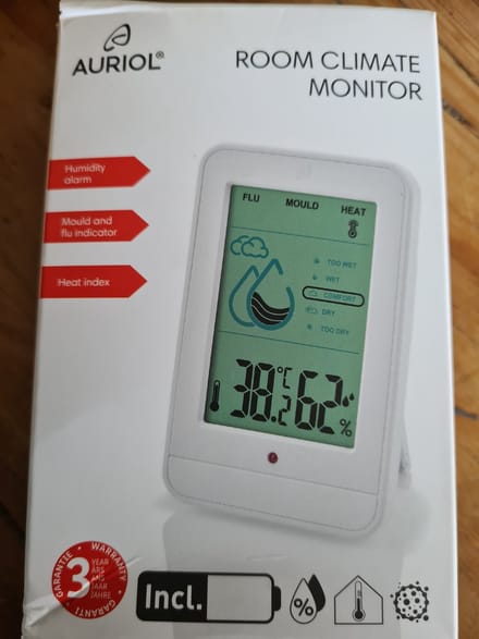 Auriol kamerklimaatmonitor wit met 5 niveaus