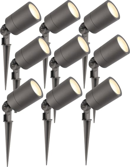 Ledvion - 9X LED Prikspots - Antraciet - IP65 - 5W - 2700K - 2M