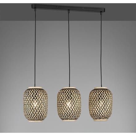 FISCHER & HONSEL Hanglamp Hummel van bamboe, 3-lamps