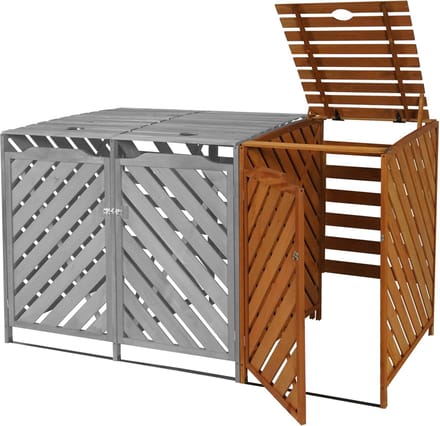 XL 1-bin/2-bin afvalbak deksel uitbreiding MCW-J44, afvalbak, 120x68x98cm hout MVG-gecertificeerd ~ bruin